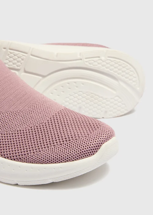 Blush Pink Knitted Slip On Trainers - 3 Image 3
