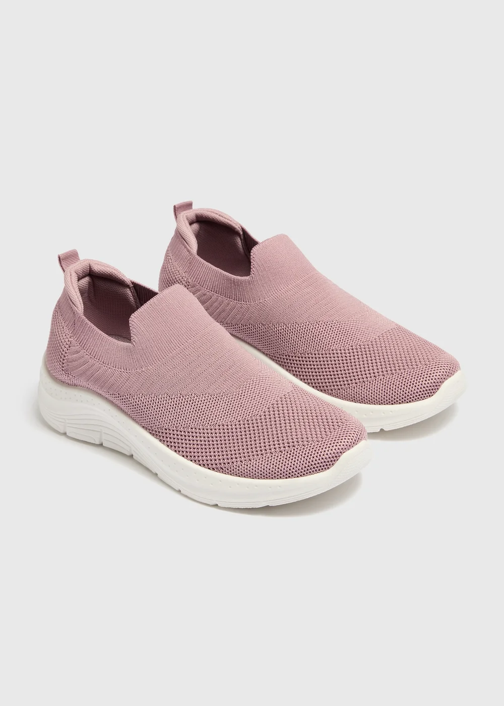 Blush Pink Knitted Slip On Trainers - 3 Image 1