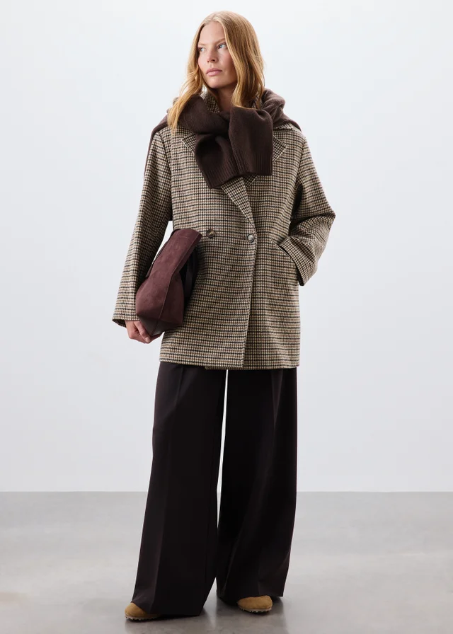 Brown Check Overcoat
