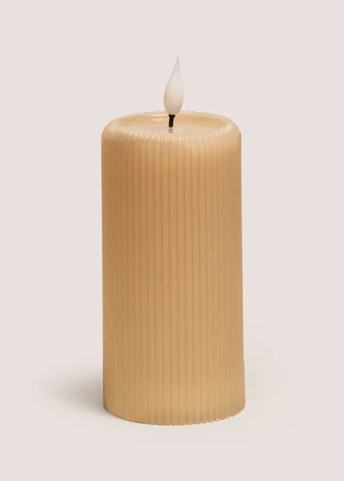 Neutral Ribbed LED Candle Image 1