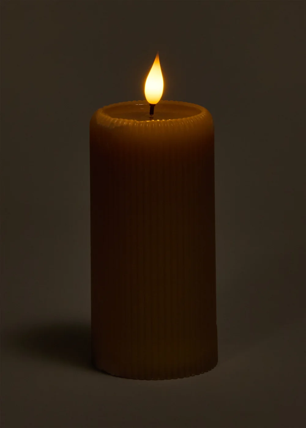 Neutral Ribbed LED Candle Image 2