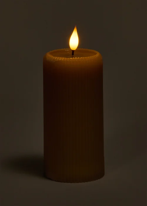 Neutral Ribbed LED Candle Image 2