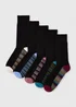 5 Pack Black Stripe Footbed Ankle Socks - 6-8.5 Image 1