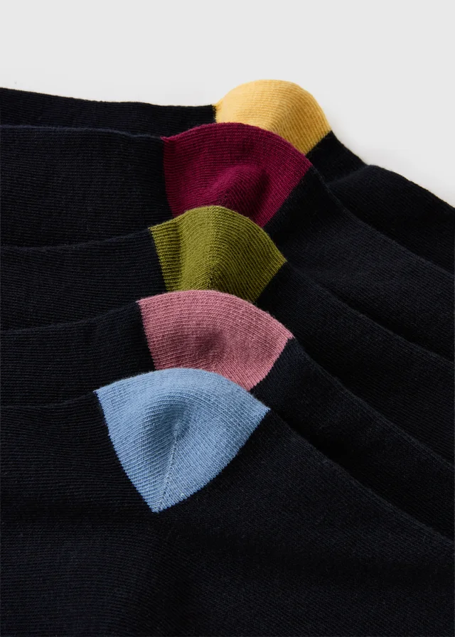 5 Pack Black Heel & Toe Ankle Socks