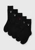 5 Pack Black Stag Embroidered Ankle Socks - 6-8.5 Image 1