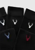5 Pack Black Stag Embroidered Ankle Socks - 6-8.5 Image 2