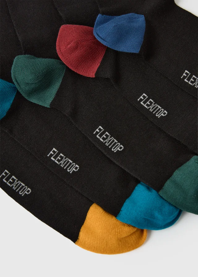 5 Pack Black Flexi Top Ankle Socks