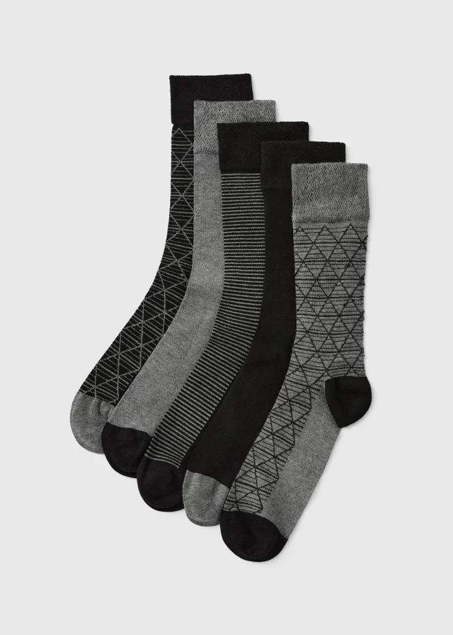5 Pack Black Diamond Flexi Top Socks