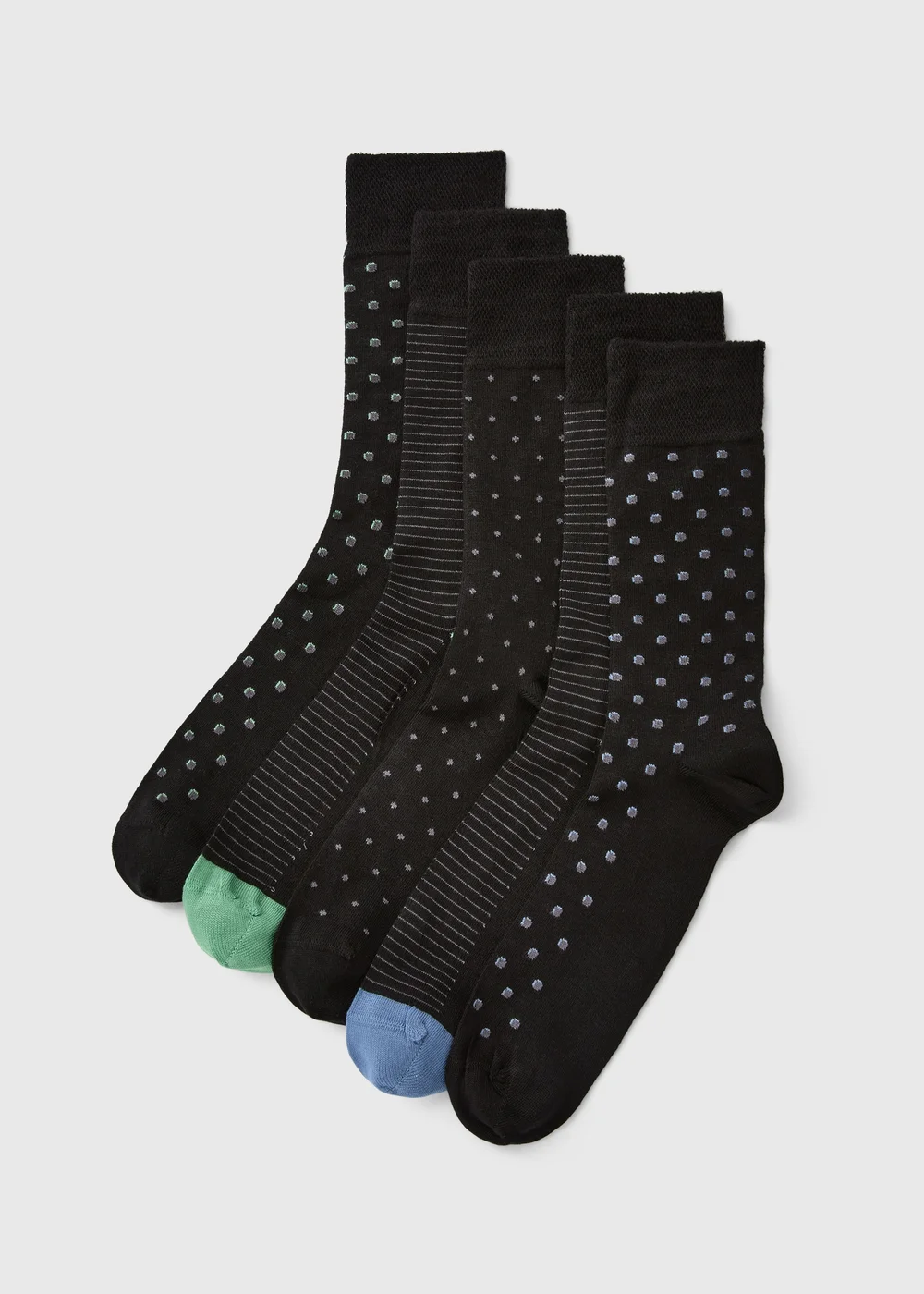 5 Pack Black Spot Flexi Top Ankle Socks - 6-8.5 Image 1