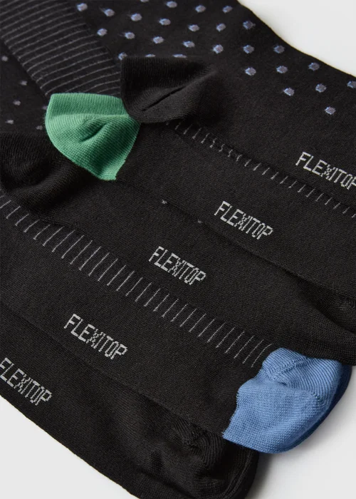 5 Pack Black Spot Flexi Top Ankle Socks - 6-8.5 Image 2
