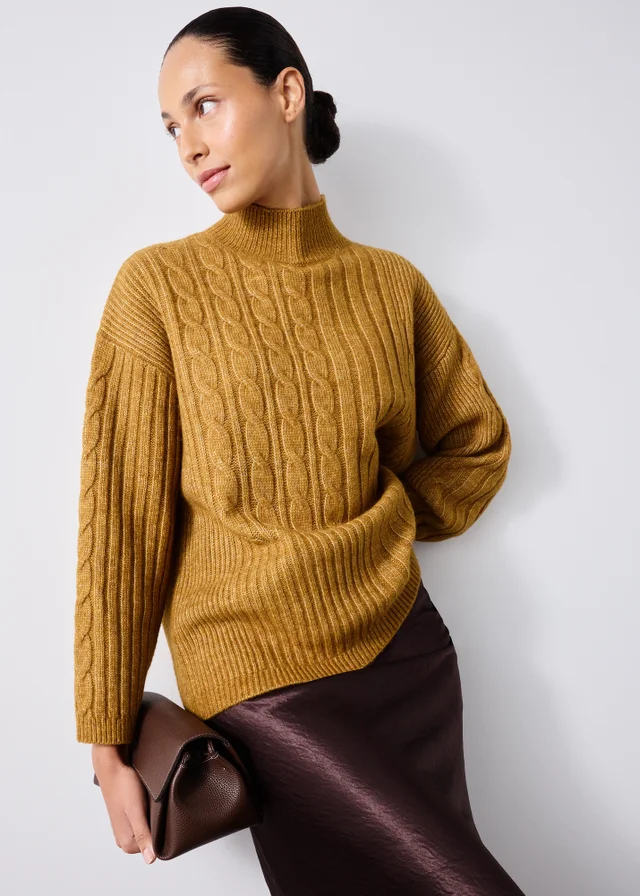 Ginger High Neck Cable Knit Jumper
