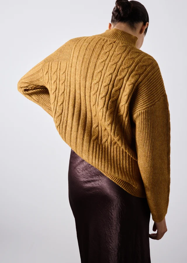 Ginger High Neck Cable Knit Jumper