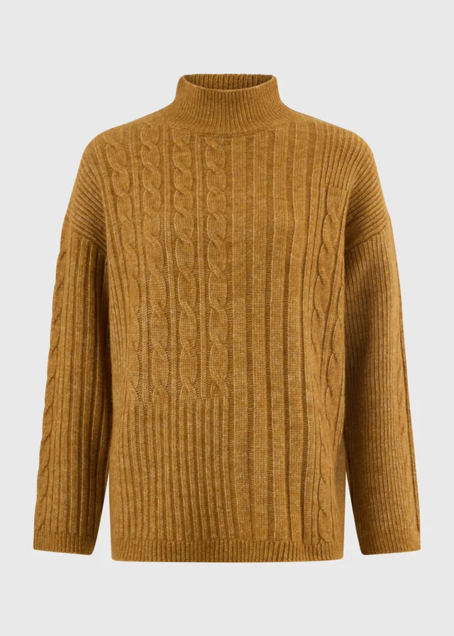 Ginger High Neck Cable Knit Jumper