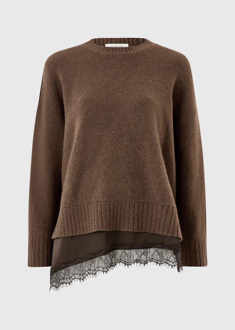 Chocolate Brown Lace Hem Knitted Jumper - XS Image 5