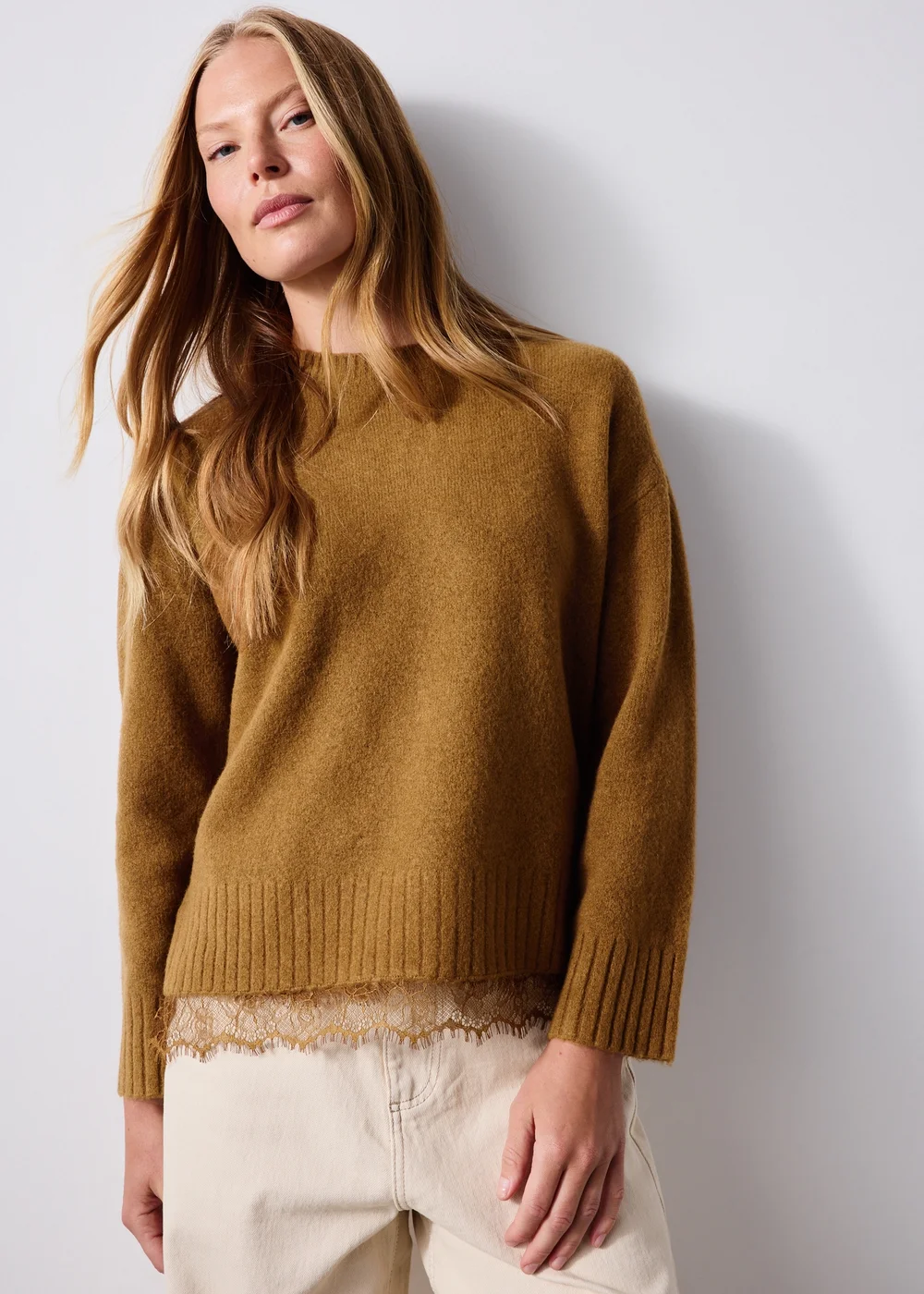 Ginger Lace Hem Knitted Jumper - XS Image 1