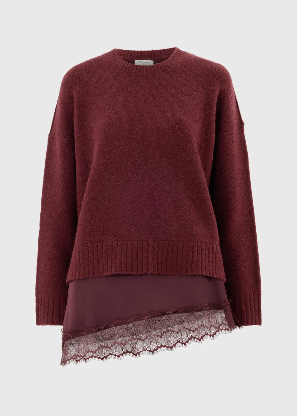 Burgundy Lace Hem Jumper - XS Image 1