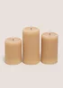 3 Pack Neutral Ribbed LED Candles Image 1