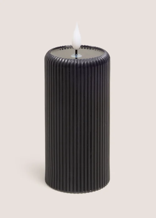 Black Ribbed LED Candle Image 1