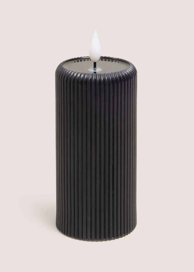 Black Ribbed LED Candle