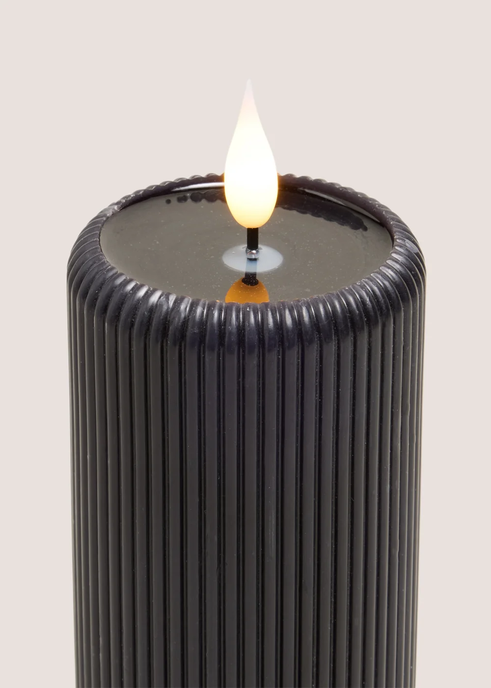 Black Ribbed LED Candle Image 2