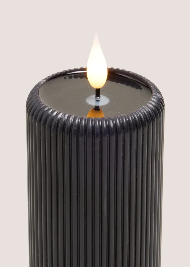 Black Ribbed LED Candle