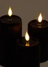 3 Pack Black Ribbed LED Candles Image 2
