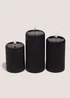3 Pack Black Ribbed LED Candles Image 1