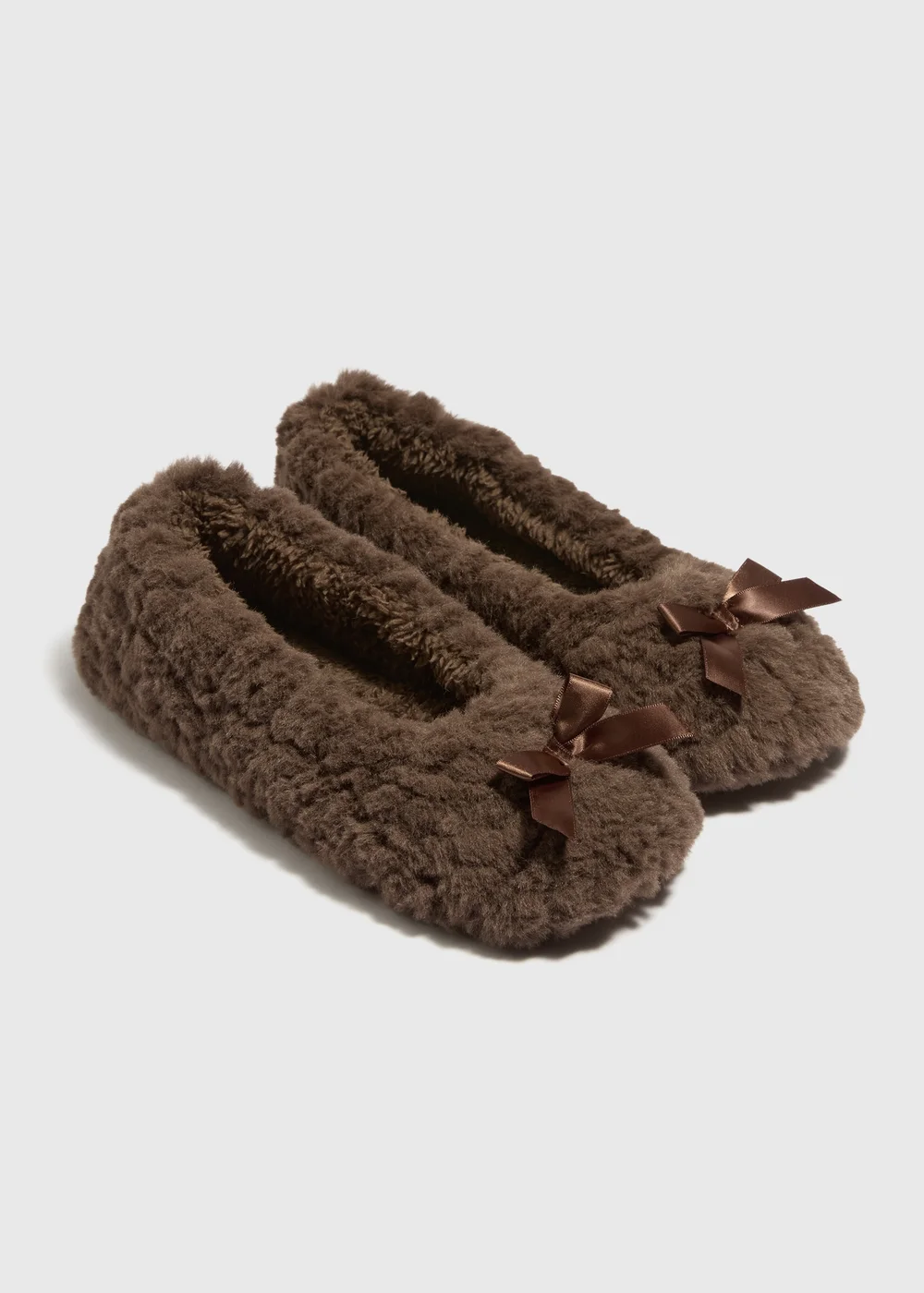 Chocolate Brown Fluffy Ballet Slippers - 3 Image 1