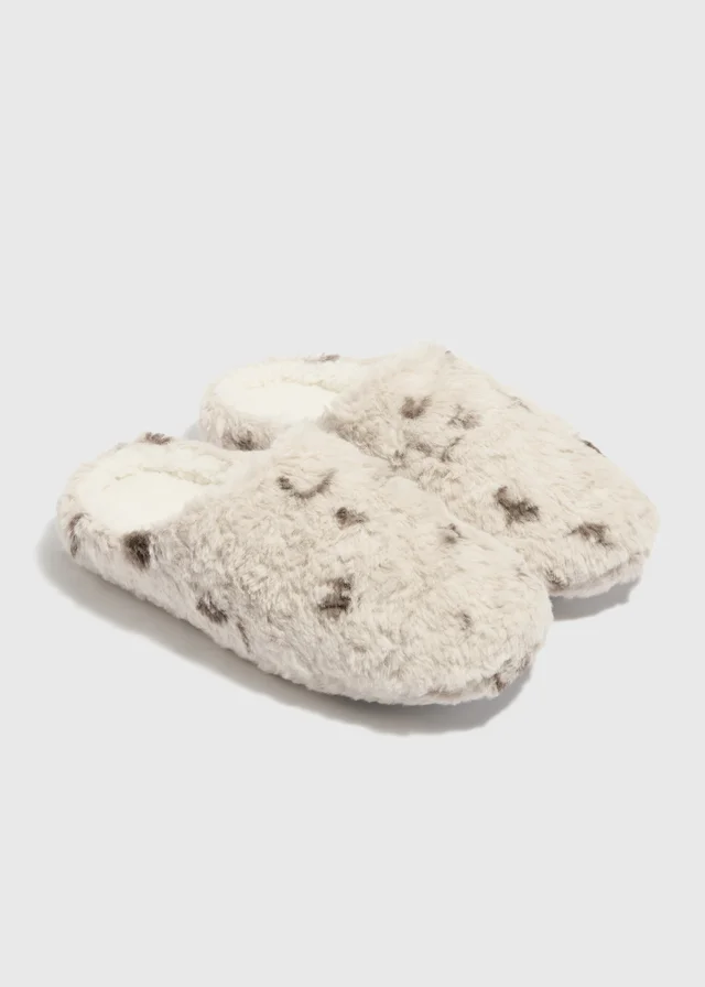 Cream Printed Mule Slippers
