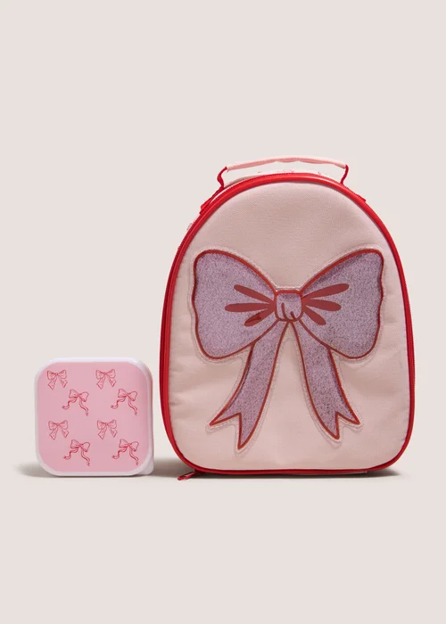 Polar Gear Girls Pink Bow Lunch Bag & Snack Box Image 1