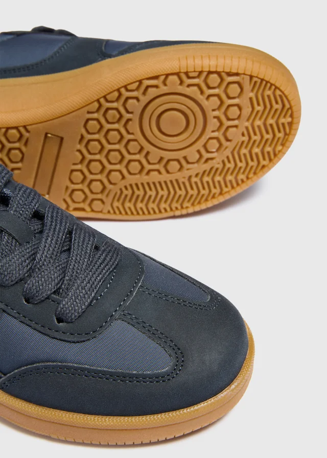 Boys Navy Panel Trainers (Younger 10-Older 6)