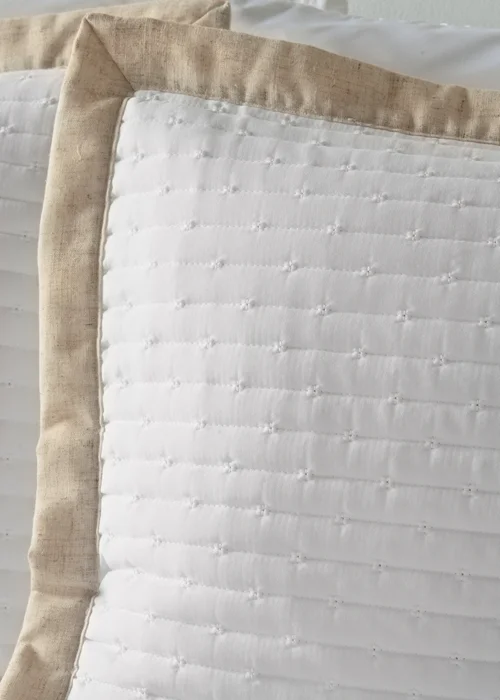 White Stitched Linen Edge Duvet Set - Double Image 2