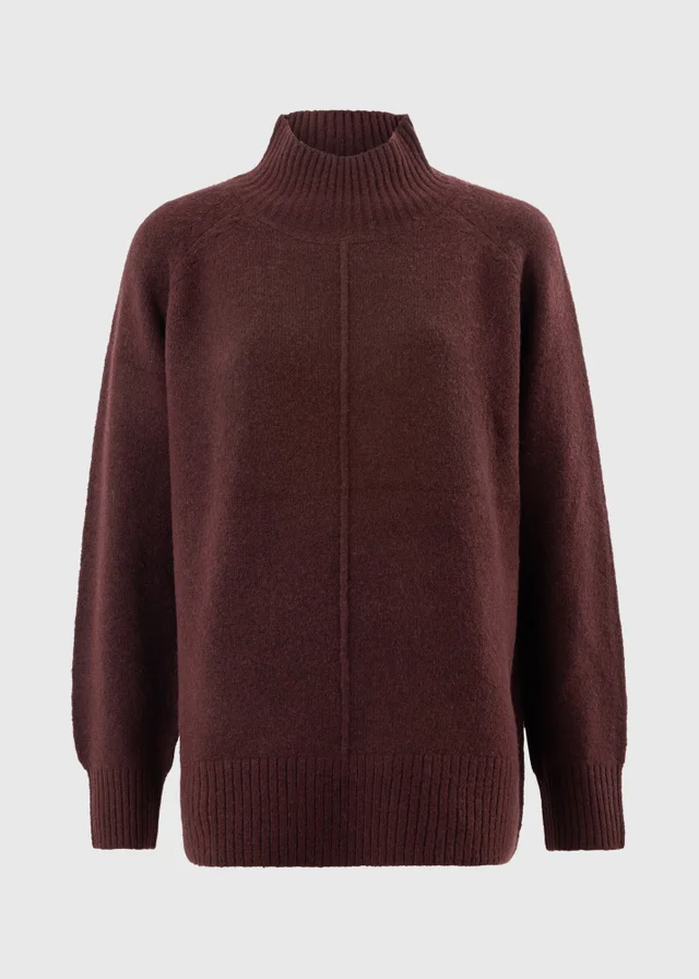 Burgundy Funnel Neck Jumper
