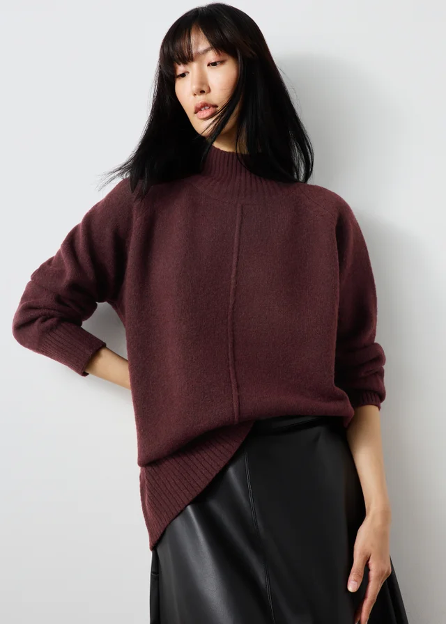 Burgundy Funnel Neck Jumper