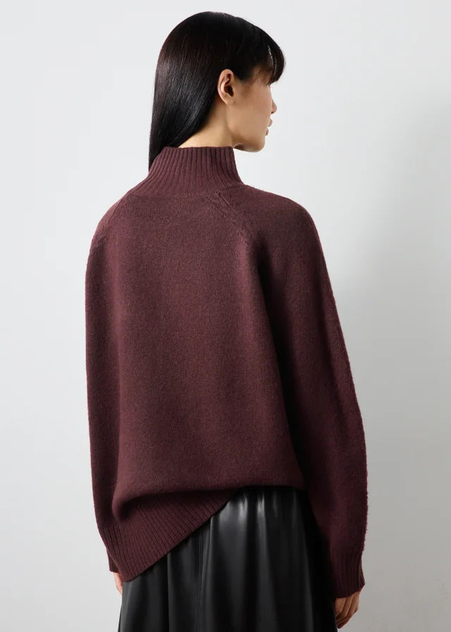 Burgundy Funnel Neck Jumper
