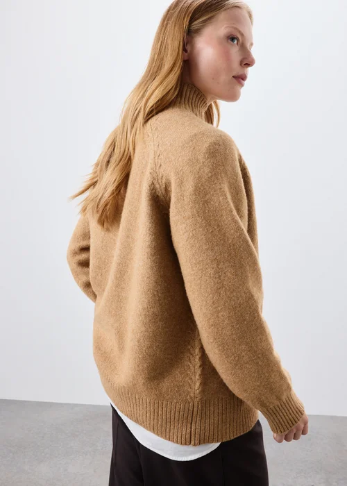 Camel Funnel Neck Jumper - XS Image 3