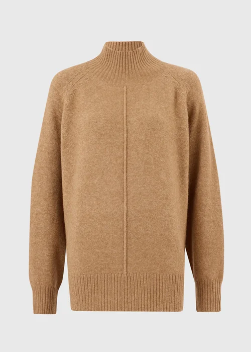 Camel Funnel Neck Jumper - XS Image 6