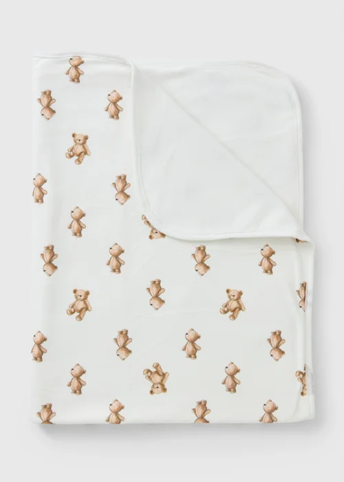 Baby Cream Bear Print Shawl - One Size Image 2