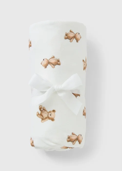 Baby Cream Bear Print Shawl - One Size Image 1