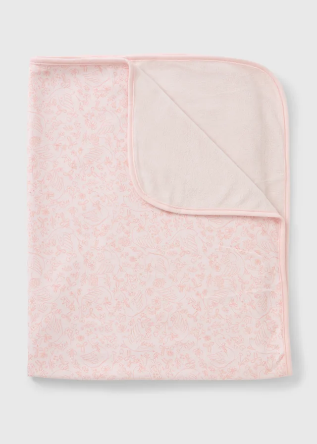Baby Pink Swan Print Shawl Blanket