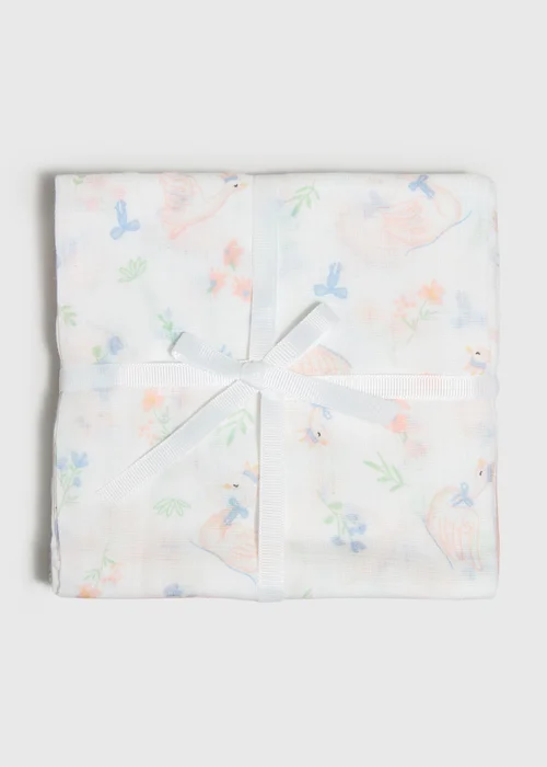 3 Pack Baby Pink Patterned Muslin Cloths - One Size Image 1