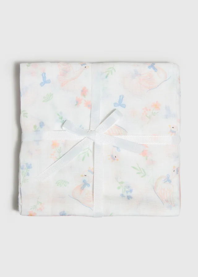 3 Pack Baby Pink Patterned Muslin Cloths