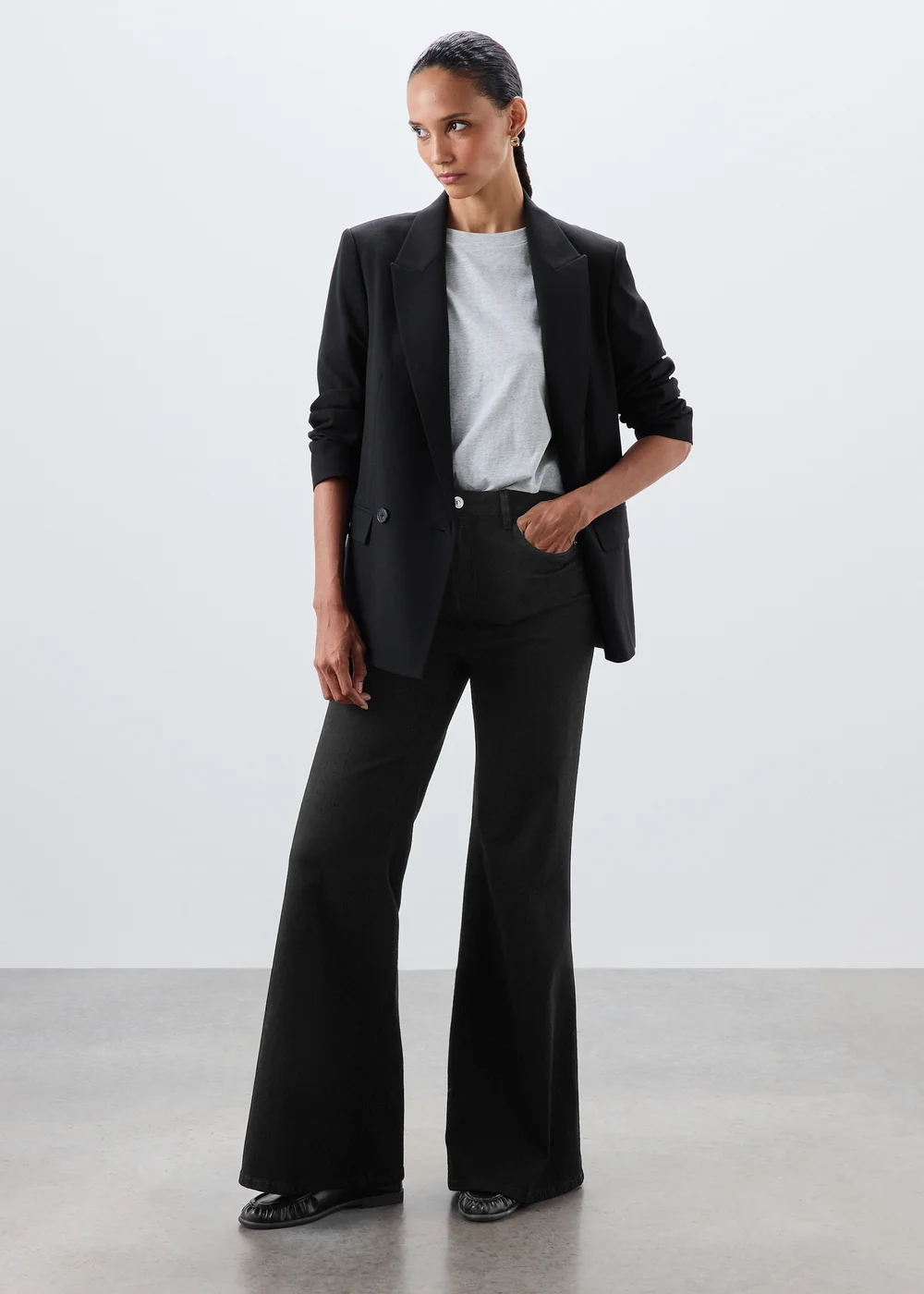 Black Flared Leg Jeans - 8/L29 Image 1