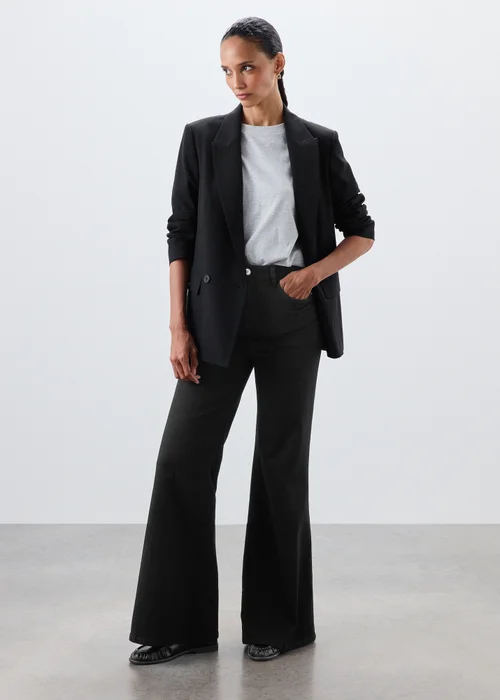 Black Flared Leg Jeans - 8/L29 Image 1