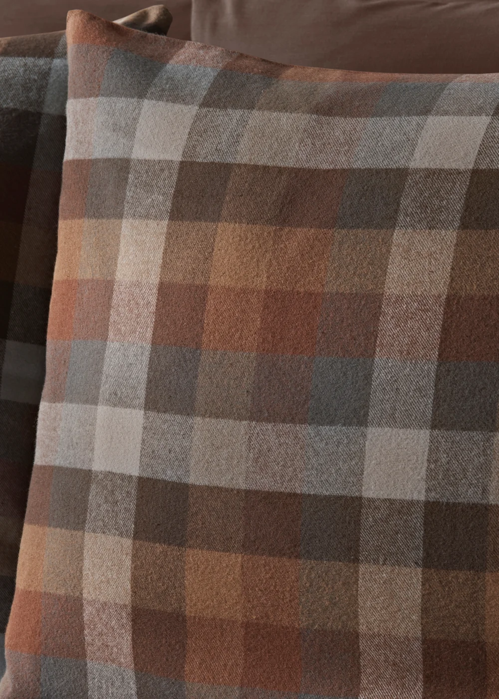 Orange Check Brushed Cotton Duvet Set - Double Image 2