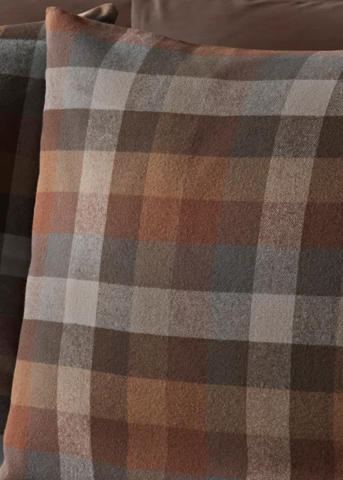 Orange Check Brushed Cotton Duvet Set - Double Image 2