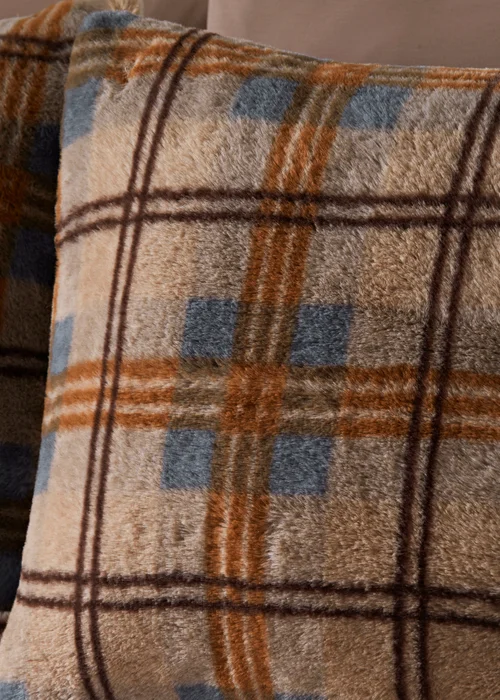 Faux Fur Multicolour Check Duvet Set - Single Image 2