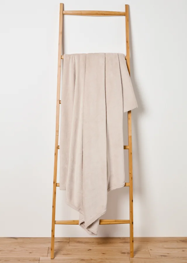 Warm Grey Large Fleece Throw