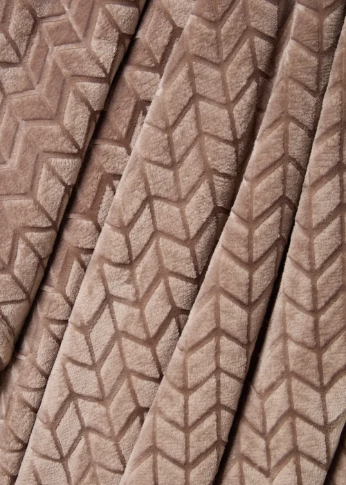 Taupe Chevron Embossed Fleece Throw Image 2