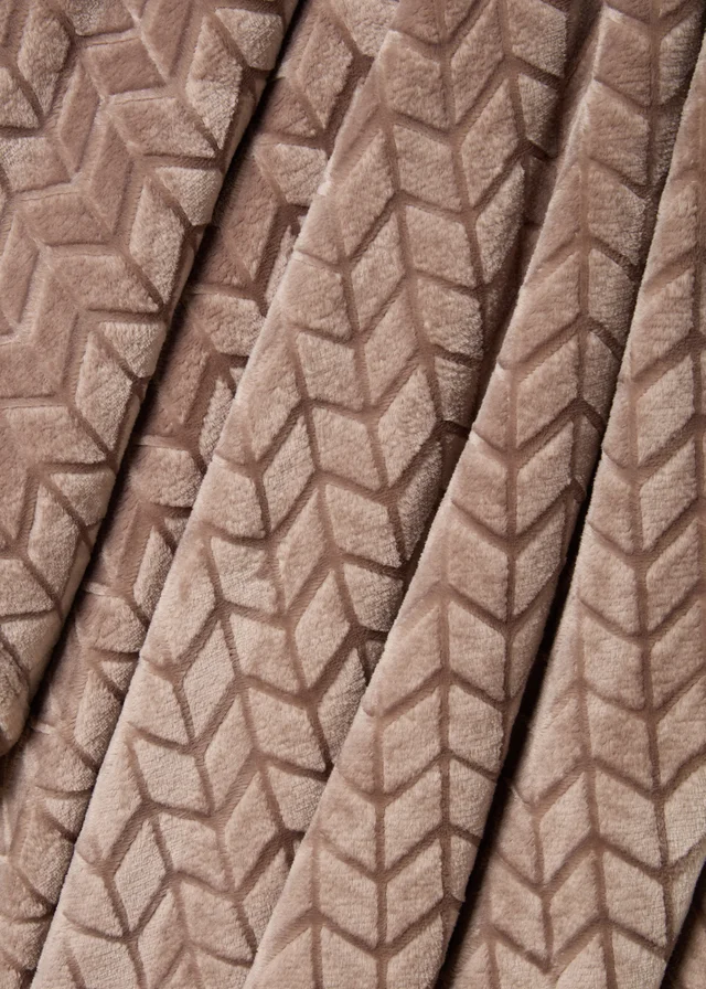 Taupe Chevron Embossed Fleece Throw